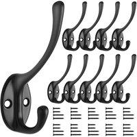 SPETLEK 10 Pack Black Double Coat Hook Vintage Wall Mounted Door Hat Hanger