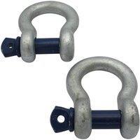 Nordara Galvanised Bow Shackle Screw Pin 2 Ton X2 Towing Rigging in Silver