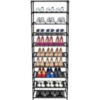 Nordara 10-Tier Shoe Rack Storage Organiser Compact Space Saving Shelf in Black