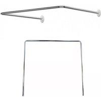 Nordara Stainless Steel Adjustable U/L Shape Corner Shower Curtain Rail Pole in Silver