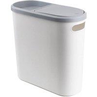 Nordara Narrow Plastic Waste Bin With Lid Slim Bathroom Toilet Trash in White