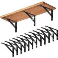 SPETLEK 12PCS Stainless Steel L Shaped Wall Mounted Shelf Brackets in Black