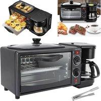 Ventryn 3-in-1 Breakfast Machine Non-Stick Griddle Coffee Maker in Black