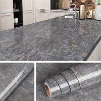 Nordara Self Adhesive Kitchen Worktop Vinyl Wrap Cupboard Marble in Grey
