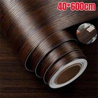 Nordara Walnut Wood Grain Self Adhesive Peel & Stick Wallpaper in Brown