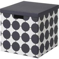 Nordara TJENA Storage Boxes with Lid White/Black Dotted(32x35x32 cm) in Black | Size: 32 x 35 x 32 cm