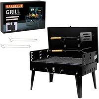 Nordara Portable Folding Charcoal BBQ Barbecue Camping Grill Travel Picnic in Black