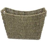 Nordara Brown Seagrass Magazine Basket - Storage Rack with Handles