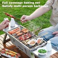 Nordara Portable Folding Stainless Steel BBQ Grill Camping Charcoal Barbecue in Silver