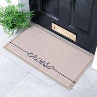 Artsy Mats Croeso Scribbly Indoor Outdoor Doormat (70 x 40cm) in Beige | Size: 40 cm x 70 cm
