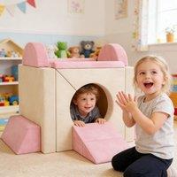 AIYAPLAY Kids Play Sofa, 12 Pieces Foam Modular Convertible Sofa in Light Pink