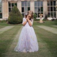 UK Flower Girl Boutique Girl's Enchanted Dress - Embroidered Lilac Lace | Size: 2-3 Years
