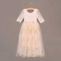 UK Flower Girl Boutique Girl's Enchanted Dress - Embroidered Soft Pink in Light Pink | Size: 2-3 Years