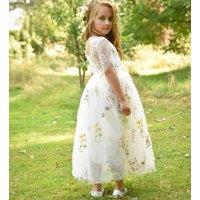 UK Flower Girl Boutique Girl's Enchanted Dress - Embroidered Ivory Lace | Size: 12-18 m