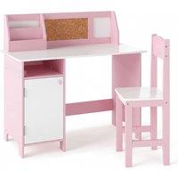 CASART Kids Desk&Chair Set Wooden Children Study Table Set w/Storage Cabinet