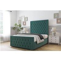 Comfort Beds Hilton Plush Bed Frame - 50 Upholstered Headboard in Emerald | Size: King