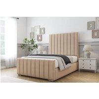 Comfort Beds Sara Plush Bed Frame - 50 Upholstered Headboard in Stone | Size: Single