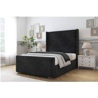 Comfort Beds Madrid Naples Bed Frame - 50 Upholstered Wingback Headboard in Black | Size: Small Double