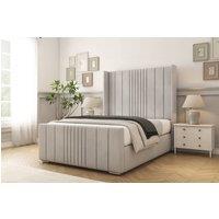 Comfort Beds Grace Naples Bed Frame - 50 Upholstered Wingback Headboard in Silver | Size: Super King
