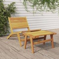 Berkfield Home Garden Chair with Footrest Solid Wood Teak in Brown