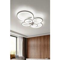 Living and Home Modern Circular LED Semi Flush Ceiling Light-75cm W in White