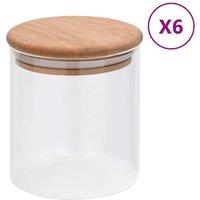 Berkfield Home Storage Glass Jars with Bamboo Lid 6 pcs 600 ml in Black