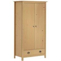 Berkfield Home 2-Door Wardrobe Hill 89x50x170 cm Solid Pine Wood in Brown | Size: 89 x 50 x 170 cm
