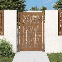 Berkfield Home Garden Gate 105x130 cm Corten Steel Bamboo Design in Brown