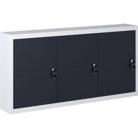 Berkfield Home Wall Mounted Tool Cabinet Industrial Style Metal Grey & Black