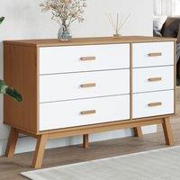 Berkfield Home Drawer Cabinet OLDEN White & Brown Solid Wood Pine