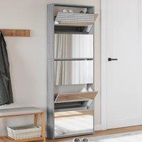 Berkfield Home Shoe Cabinet with Mirror 5-Layer Grey Sonoma 63x17x169.5 cm