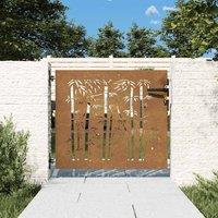 Berkfield Home Garden Gate 85x75 cm Corten Steel Bamboo Design in Brown