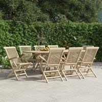 Berkfield Home Folding Garden Chairs 8 pcs Grey 56x61x89 cm Solid Wood Teak | Size: 56 x 61 x 89 cm