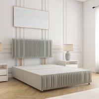 BSSPOKE Rosie Divan Bed Plush Velvet 24 Headboard & No Mattress No Drawers in Silver | Size: Double