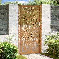 Berkfield Home Garden Gate 105x205 cm Weathering Steel Trace Design in Brown