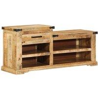 Berkfield Home Shoe Bench 110x35x50 cm Solid Rough Wood Mango in Brown | Size: 110 x 35 x 50 cm