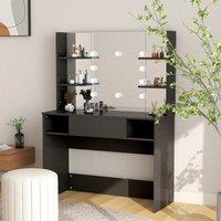 Berkfield Home Makeup Table with LED Lights 100x40x135 cm MDF Black | Size: 100 x 40 x 135 cm