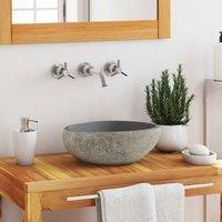 Berkfield Home Basin River Stone Oval (29-38)x(24-31) cm in Black