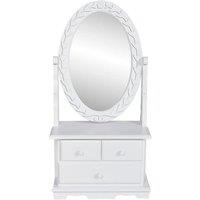 Berkfield Home Vanity Makeup Table with Oval Swing Mirror MDF in White