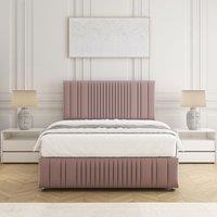 BSSPOKE Rosie Plush Velvet Divan Bed Set 24 Headboard & Mattress No Drawers in Pink | Size: Super King