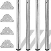 Berkfield Home 4 Height Adjustable Table Legs Chrome 710 mm in Silver
