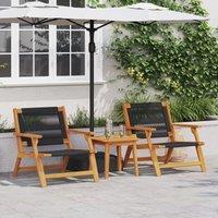 Berkfield Home Garden Chairs 2 pcs Black 67x77x73 cm Solid Wood Acacia in Brown | Size: 67 x 77 x 73 cm