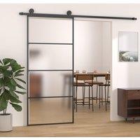 Berkfield Home Sliding Door Frosted ESG Glass & Aluminium 90x205 cm Black