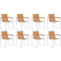 Berkfield Home Garden Chairs 8 pcs Solid Acacia Wood & Stainless Steel in Brown