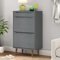 Berkfield Home Shoe Cabinet MOLDE Grey 59, 5x35x103 cm Solid Wood Pine | Size: 5 x 35 x 103 cm