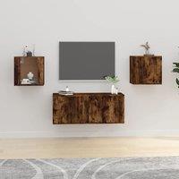 Berkfield Home Wall Mounted TV Cabinets 2 pcs Smoked Oak 40x34.5x40 cm in Brown