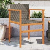 Berkfield Home Garden Chairs 2 pcs Grey Poly Rattan&Solid Wood