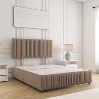 BSSPOKE Rosie Divan Bed Plush Velvet 24 Headboard & No Mattress No Drawers in Bronze | Size: Super King