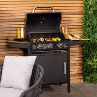 Charles Bentley 3 Burner Gas BBQ - Black Powder Coating H120 x L110 x D57.5cm