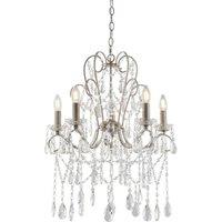 Netlighting Berkley Chandeliers Aged Silver Paint Clear Cut Glass 5x E14